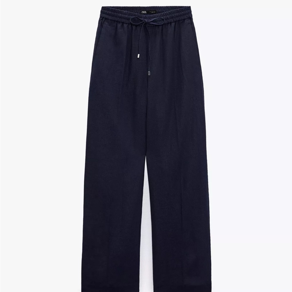 Zara Drawstring Linen Blend Pants